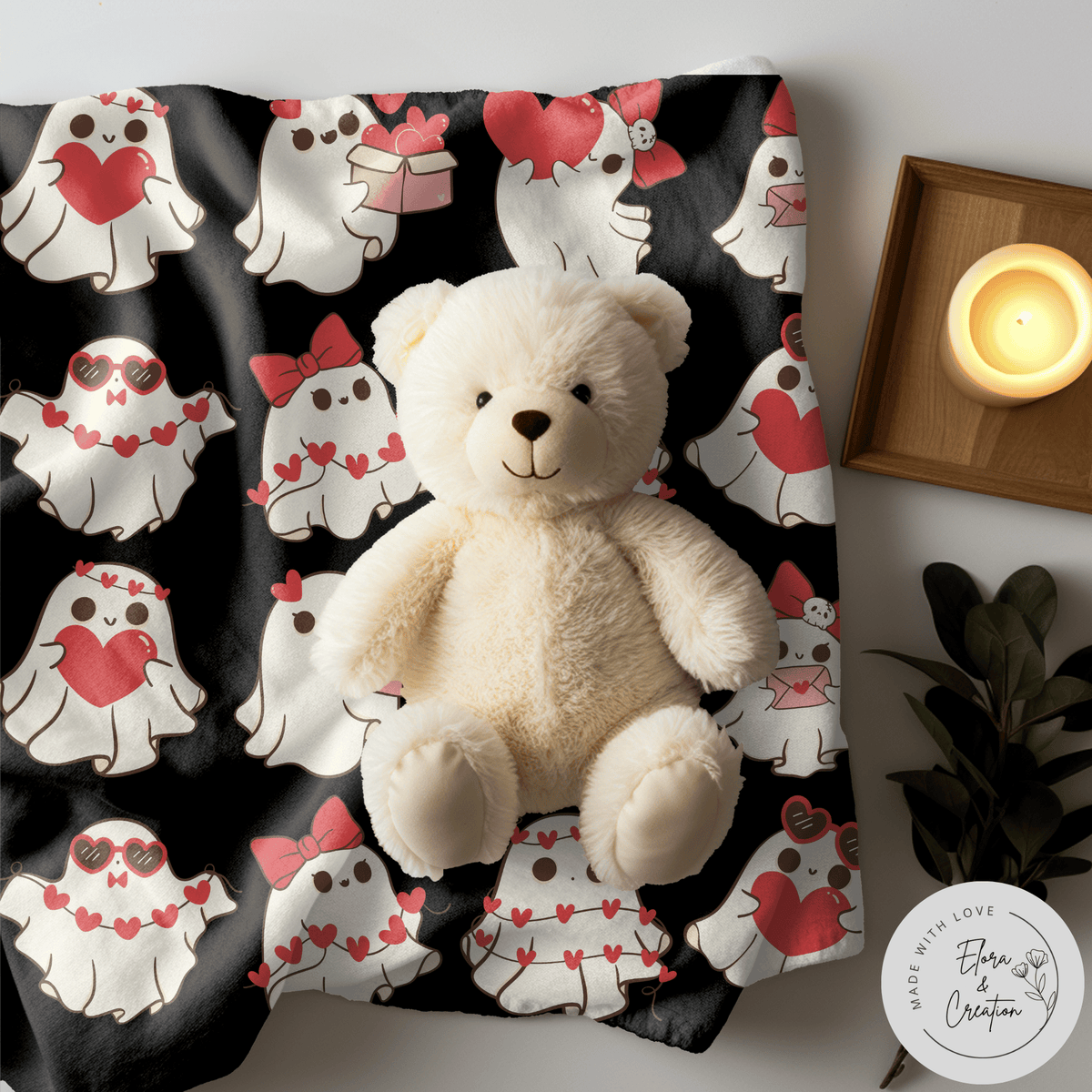 Ghost Love Valentines Blanket
