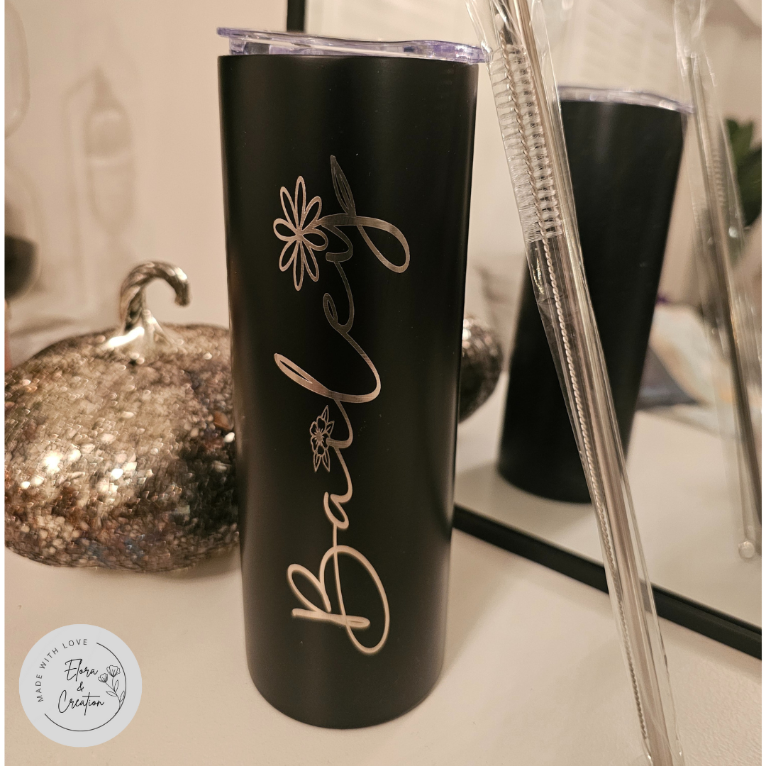 Customizable Skinny Tumbler with Lid and Straw
