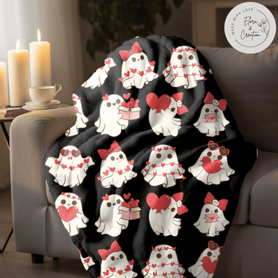 Ghost Love Valentines Blanket