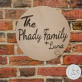 Custom Round Wooden House Name & Number Sign - Family Name Sign