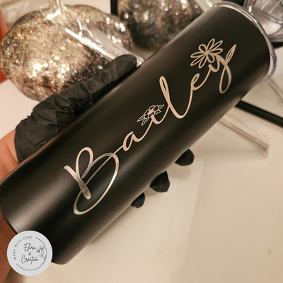 Customizable Skinny Tumbler with Lid and Straw