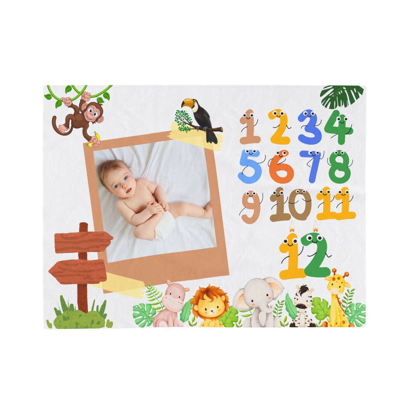 Baby Monthly Milestone Celebration Blanket Jungle Theme