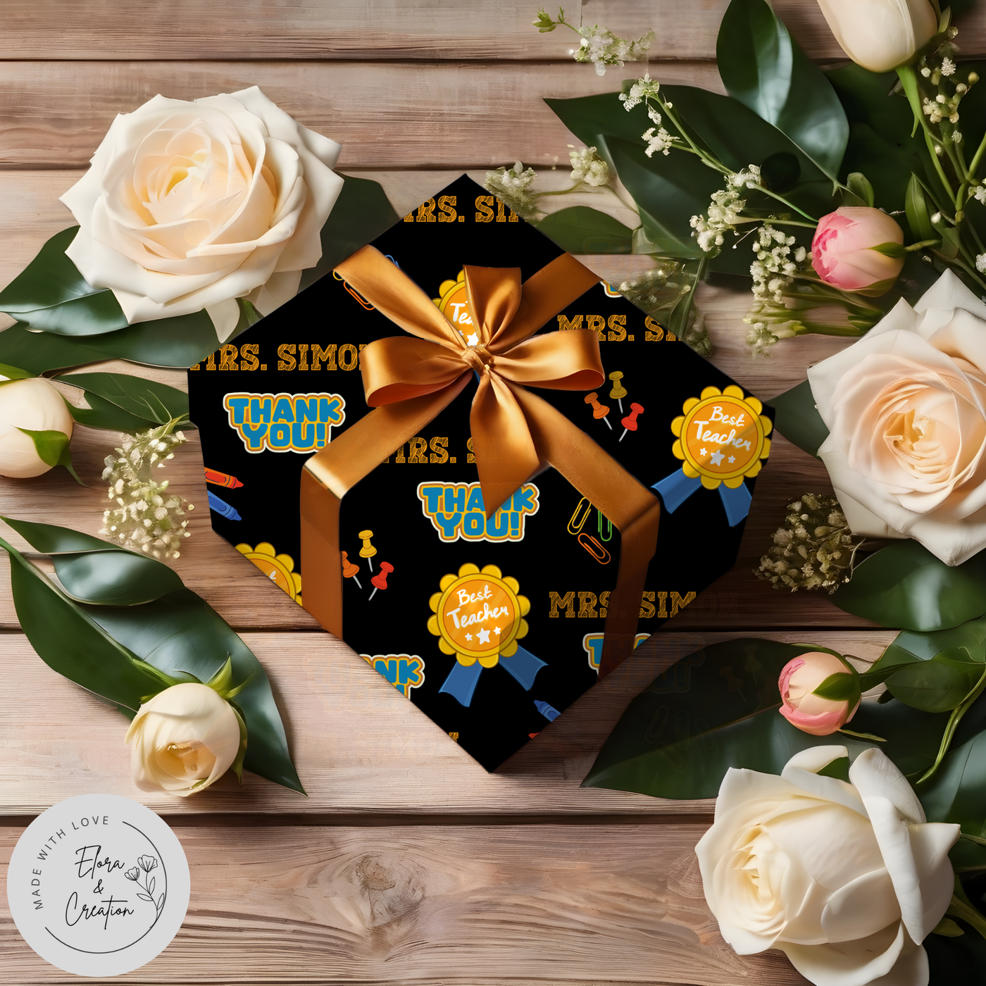 Custom Teacher Name Gift Wrapping Paper