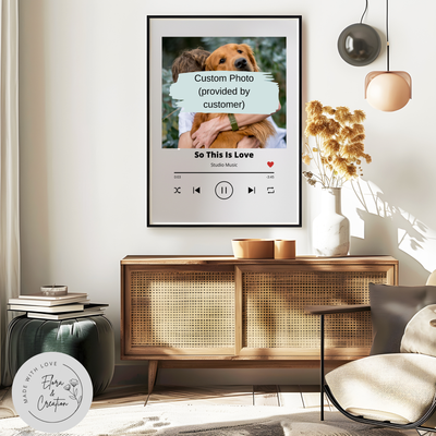 Customizable Couple Potrait Spotify Theme Wall Art with Picture, Music & Message