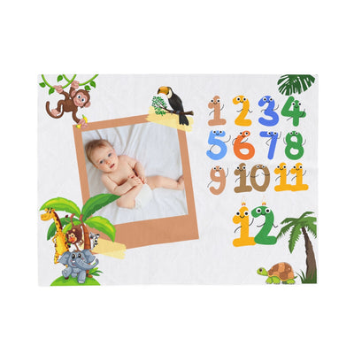 Baby Monthly Birthday Blanket Baby Milestone Blanket with a Jungle Theme