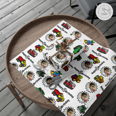 Custom Car Racing Theme Birthday Boy Gift Wrapping Paper