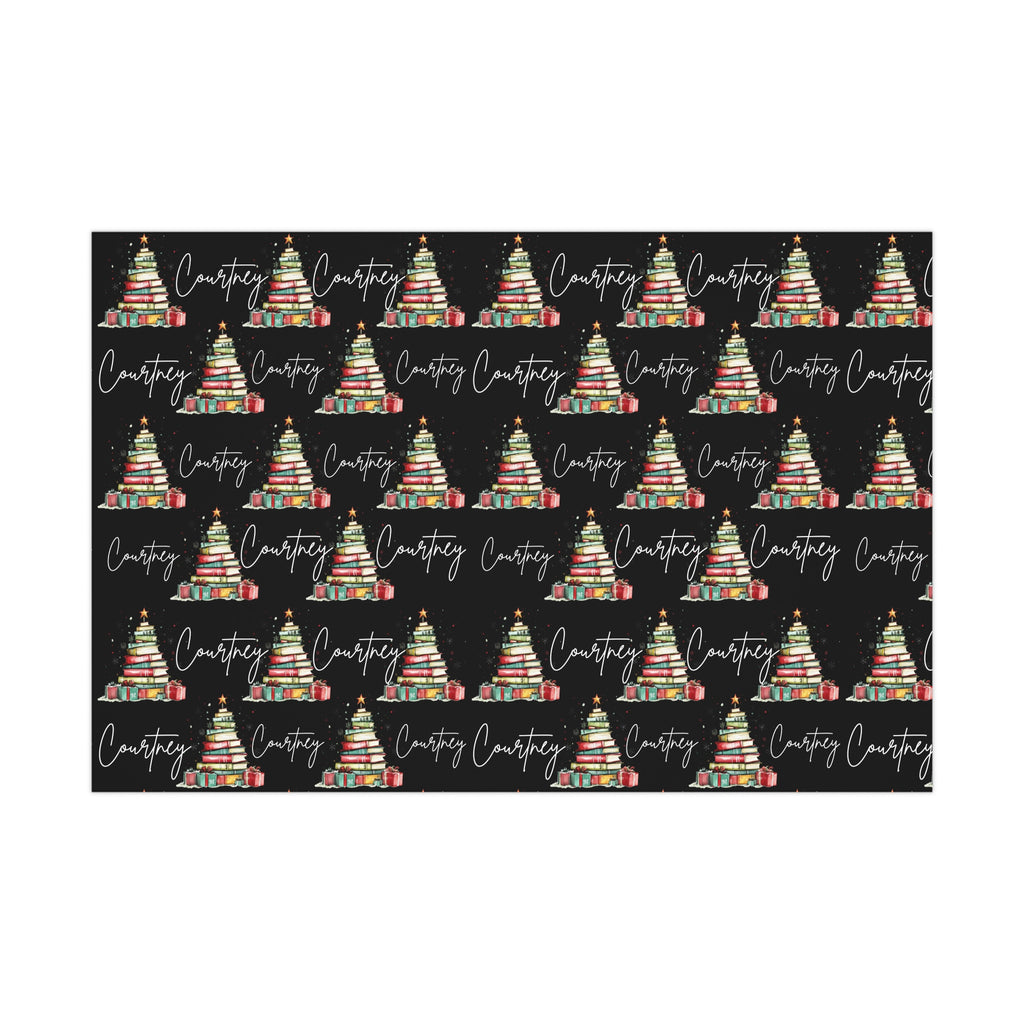 Personalized Bookworm Christmas Wrapping Paper - Custom Name for Bookish