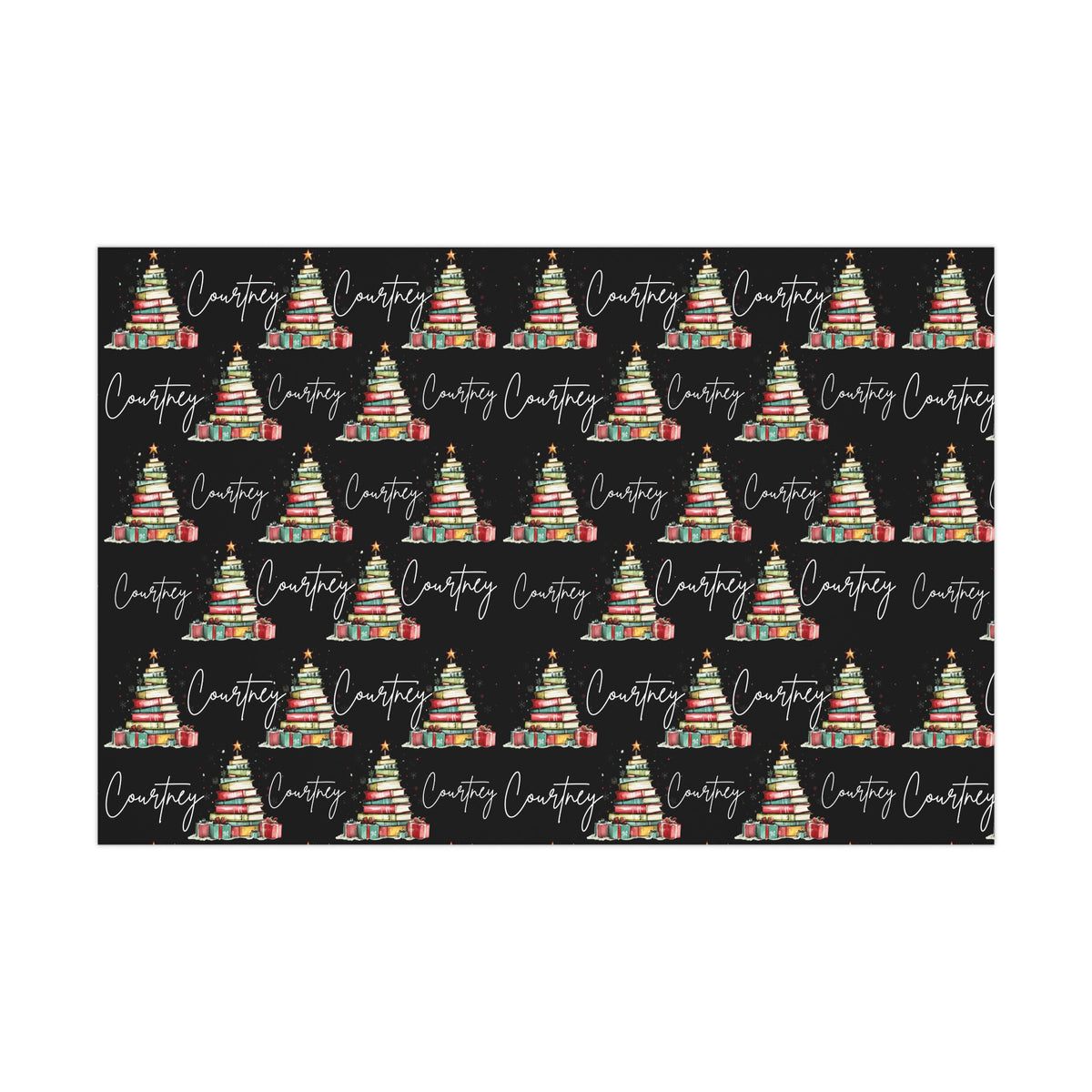 Personalized Bookworm Christmas Wrapping Paper - Custom Name for Bookish