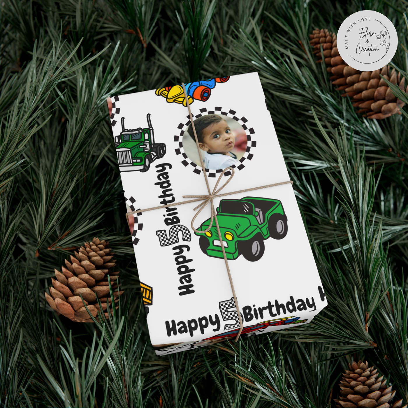 Custom Car Racing Theme Birthday Boy Gift Wrapping Paper