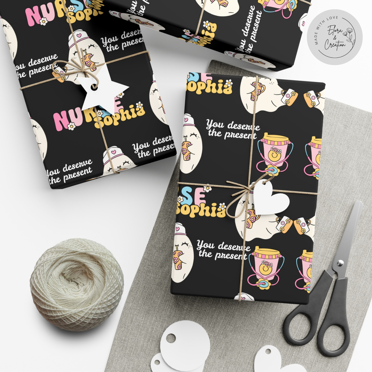 Custom Wrapping Paper Retro Nurse Theme