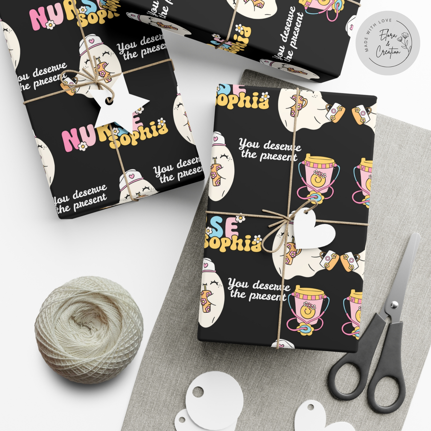 Custom Wrapping Paper Retro Nurse Theme