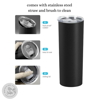 Customizable Skinny Tumbler with Lid and Straw