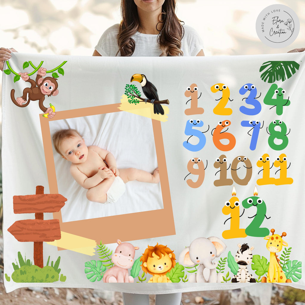 Baby Monthly Milestone Celebration Blanket Jungle Theme