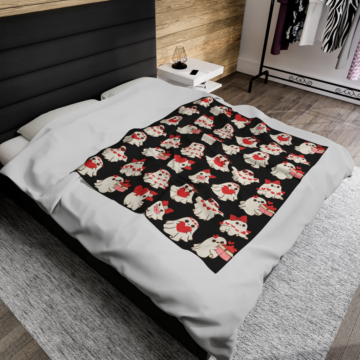 Ghost Love Valentines Blanket
