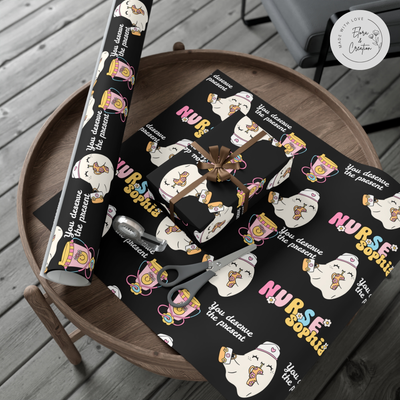 Custom Wrapping Paper Retro Nurse Theme