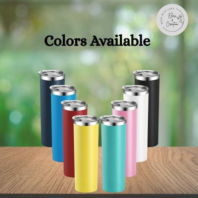 Customizable Skinny Tumbler with Lid and Straw