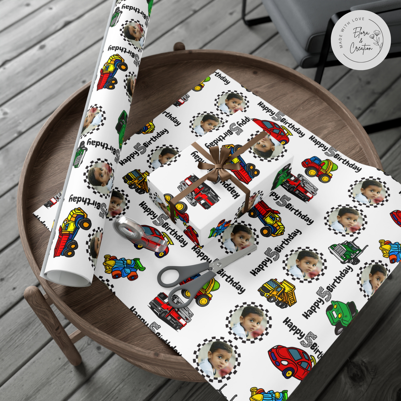 Custom Car Racing Theme Birthday Boy Gift Wrapping Paper