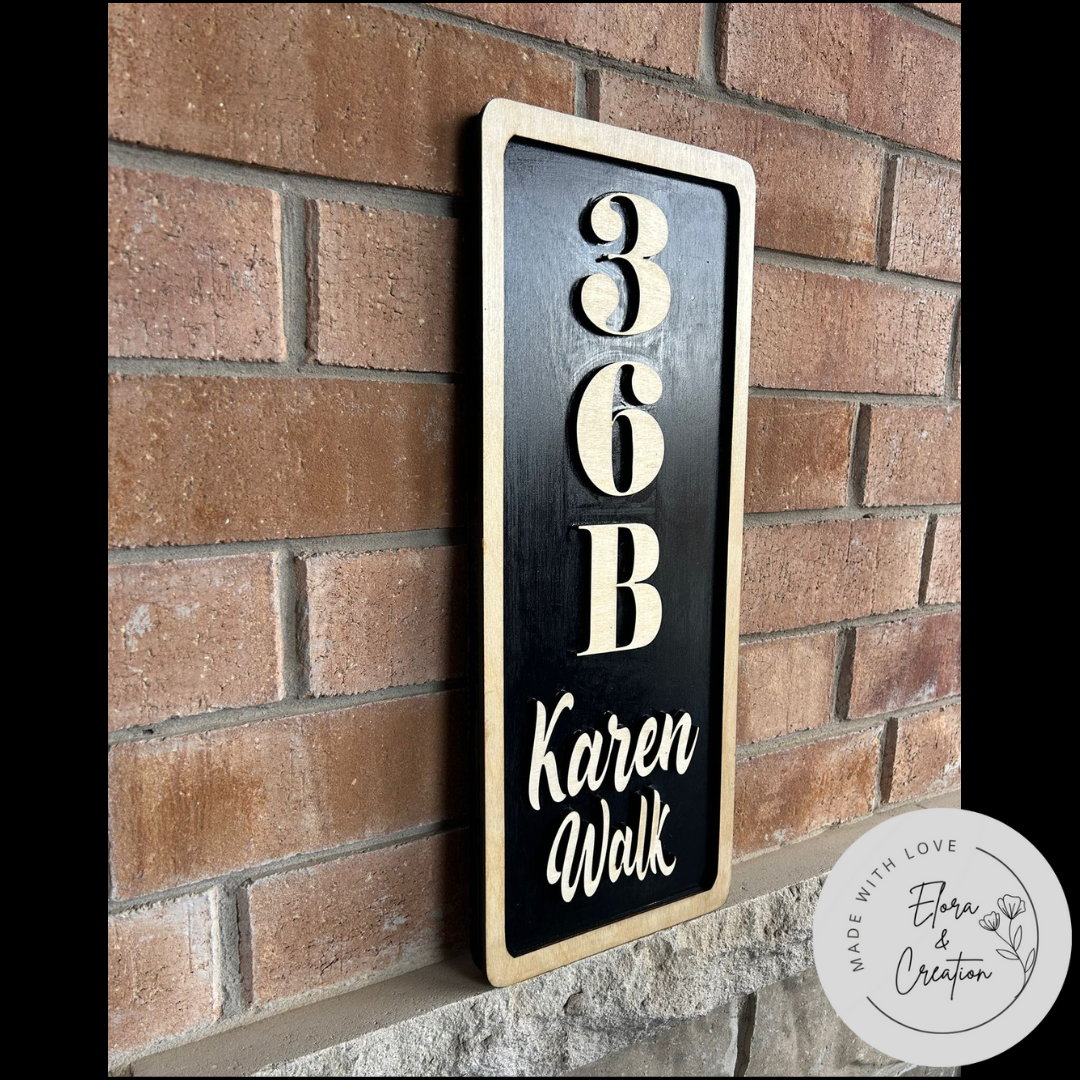 Custom Wooden House Number Sign - House Name Sign