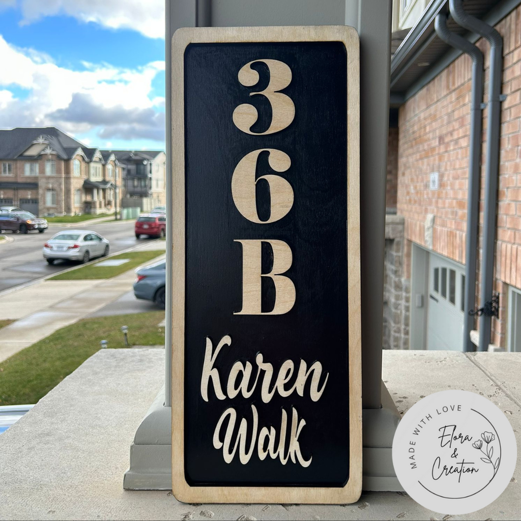 Custom Wooden House Number Sign - House Name Sign