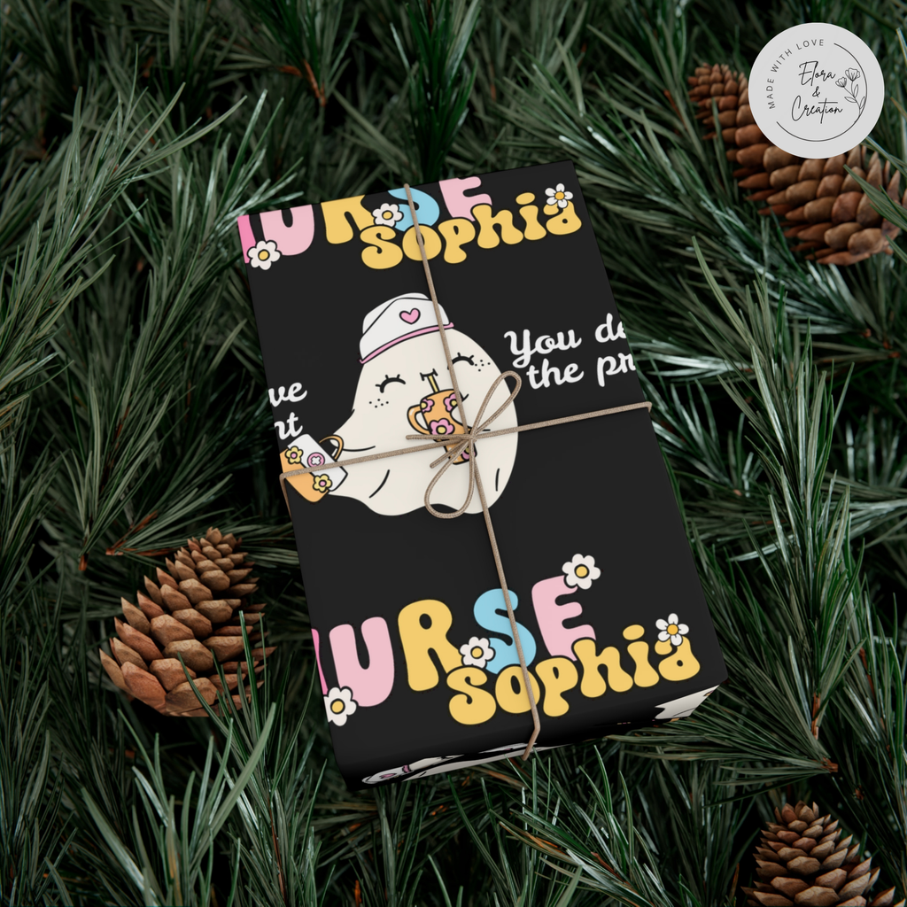 Custom Wrapping Paper Retro Nurse Theme