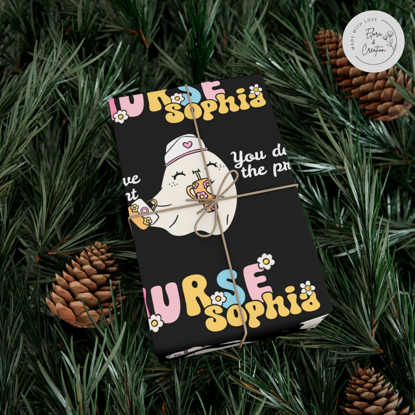 Custom Wrapping Paper Retro Nurse Theme