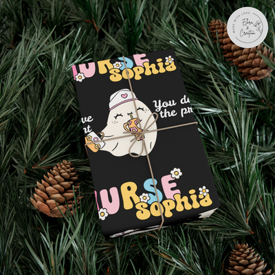 Custom Wrapping Paper Retro Nurse Theme