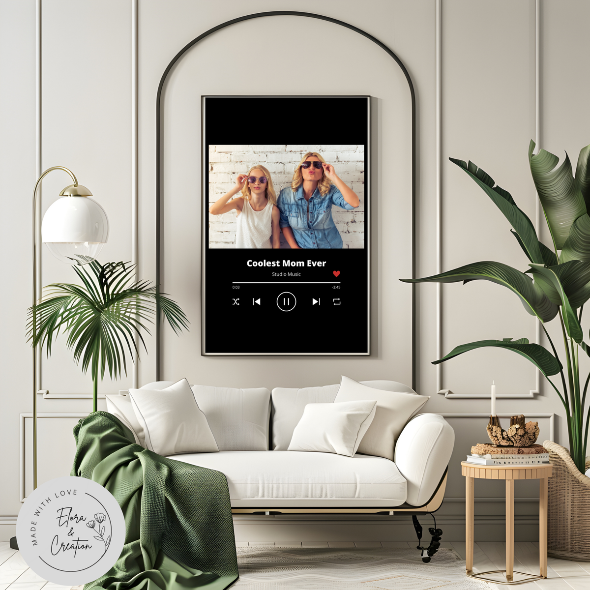 Customizable Spotify Theme Wall Art with Picture, Music & Message