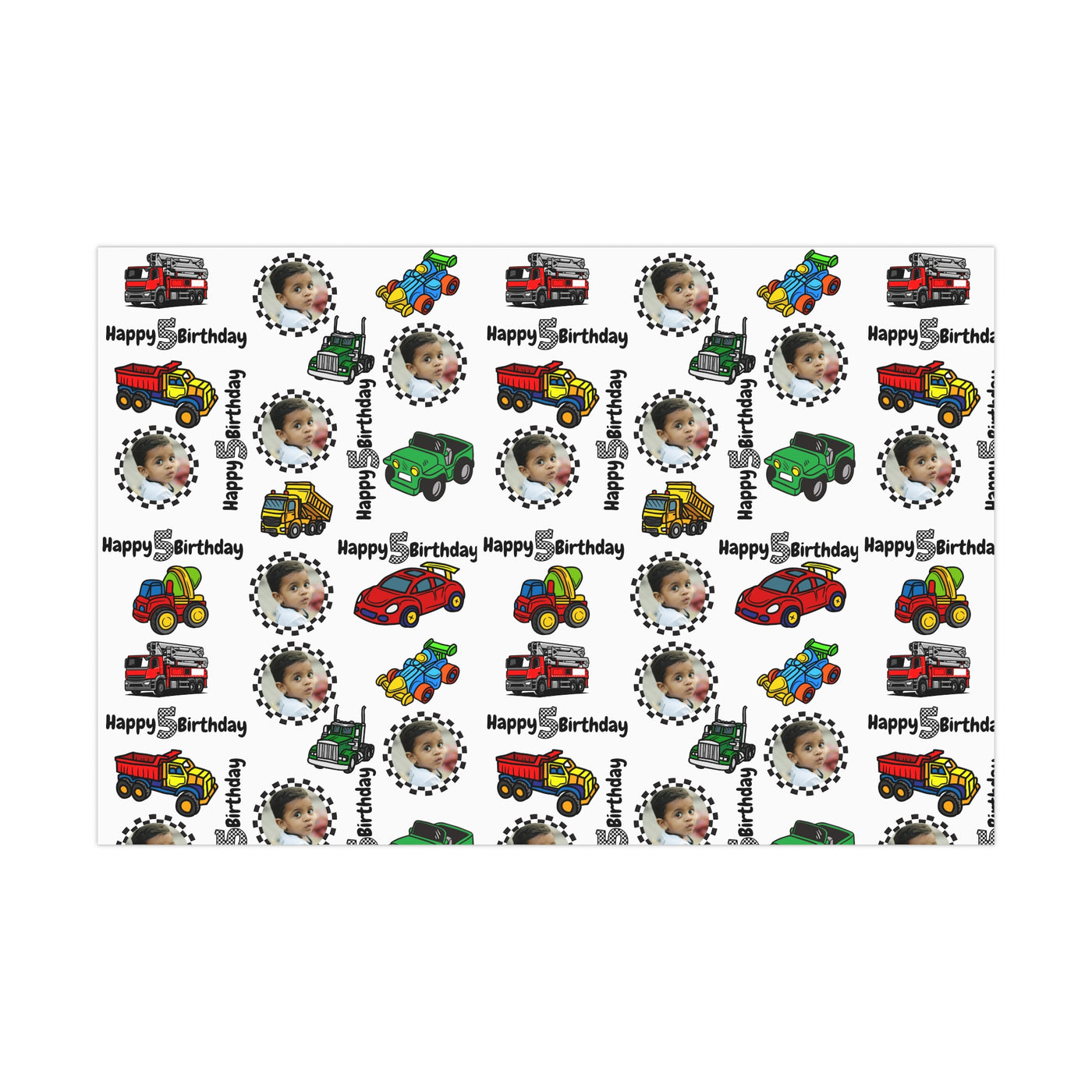 Custom Car Racing Theme Birthday Boy Gift Wrapping Paper