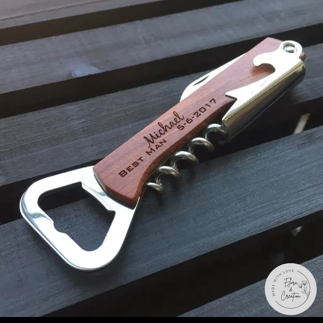 Custom Wooden and Stainless Steel Bottle Opener