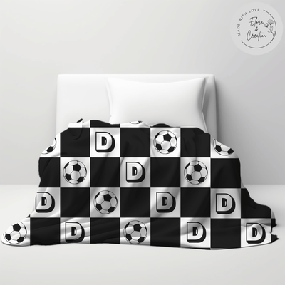 Blanket for Soccer Player with Initials - Perfect Gift for Soccer Ball Lover