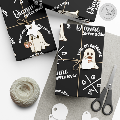Custom Name Gift Wrap for Coffee Lover