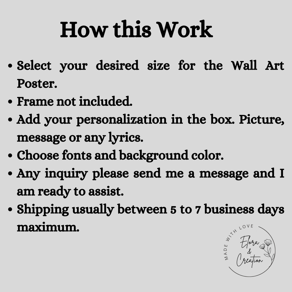 Customizable Spotify Theme Wall Art with Picture, Music & Message