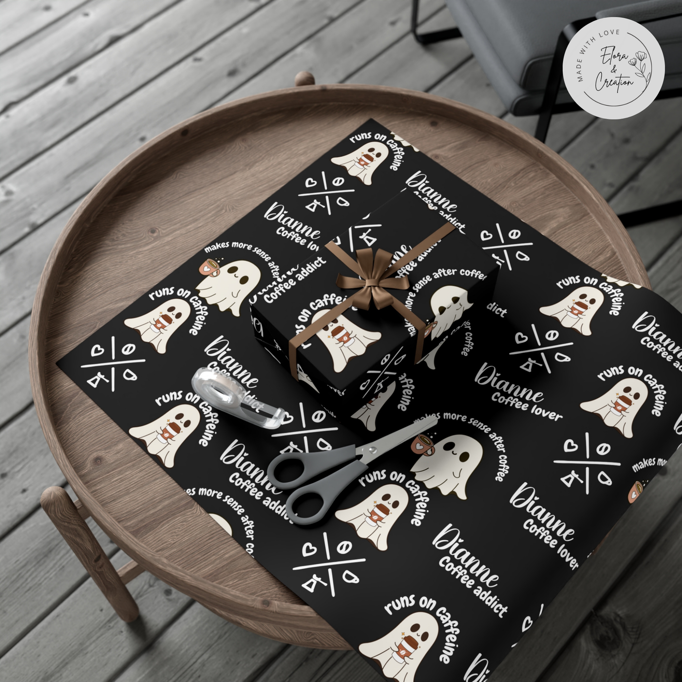 Custom Name Gift Wrap for Coffee Lover