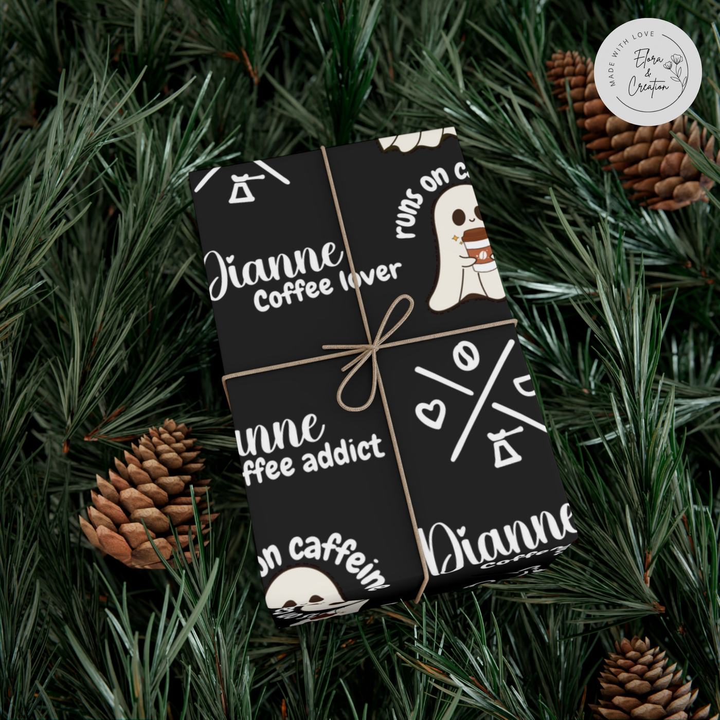 Custom Name Gift Wrap for Coffee Lover