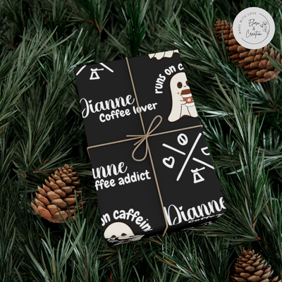 Custom Name Gift Wrap for Coffee Lover