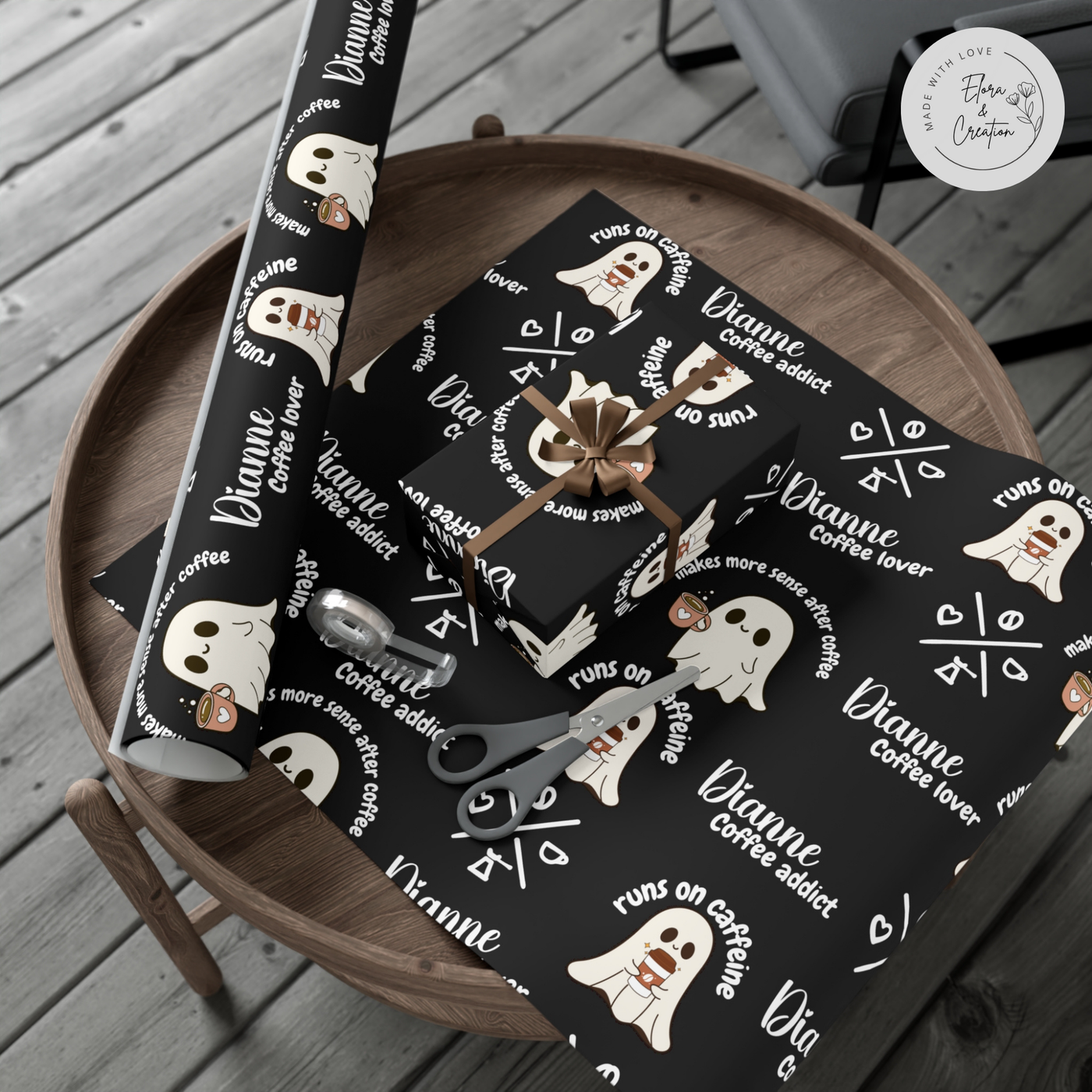 Custom Name Gift Wrap for Coffee Lover