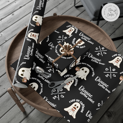 Custom Name Gift Wrap for Coffee Lover