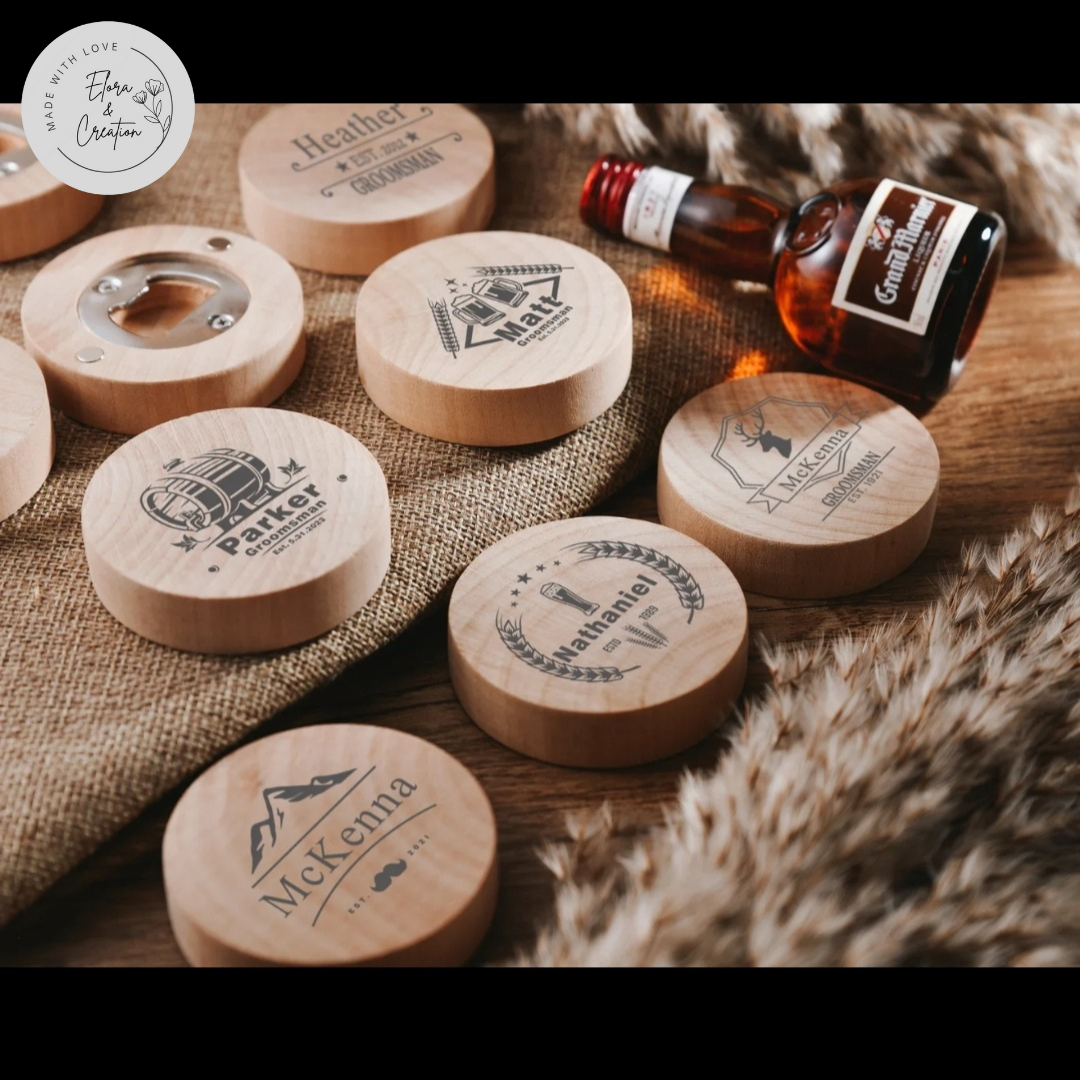 Custom Wooden Bottle Opener with Magnet