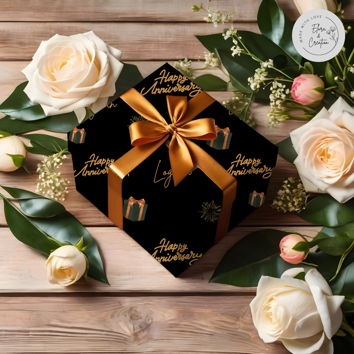 Custom Happy Anniversary Gift Wrap Paper