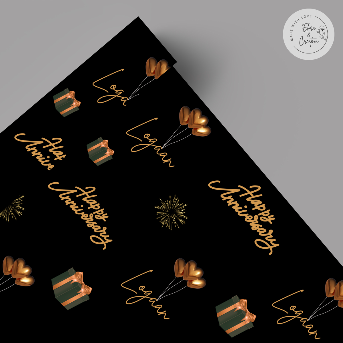 Custom Happy Anniversary Gift Wrap Paper