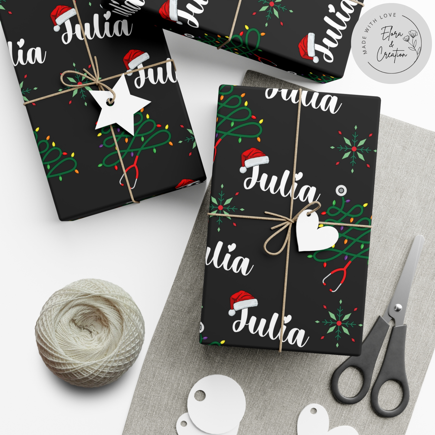 Christmas Nurse/Doctor Personalized Name Holiday Gift Wrap