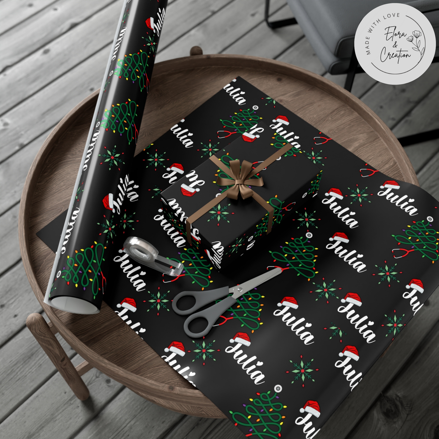 Christmas Nurse/Doctor Personalized Name Holiday Gift Wrap