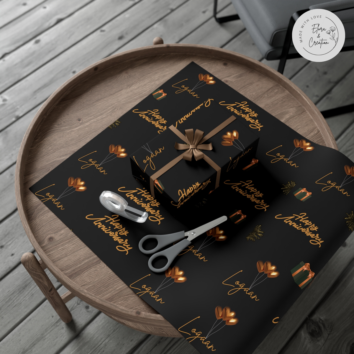 Custom Happy Anniversary Gift Wrap Paper