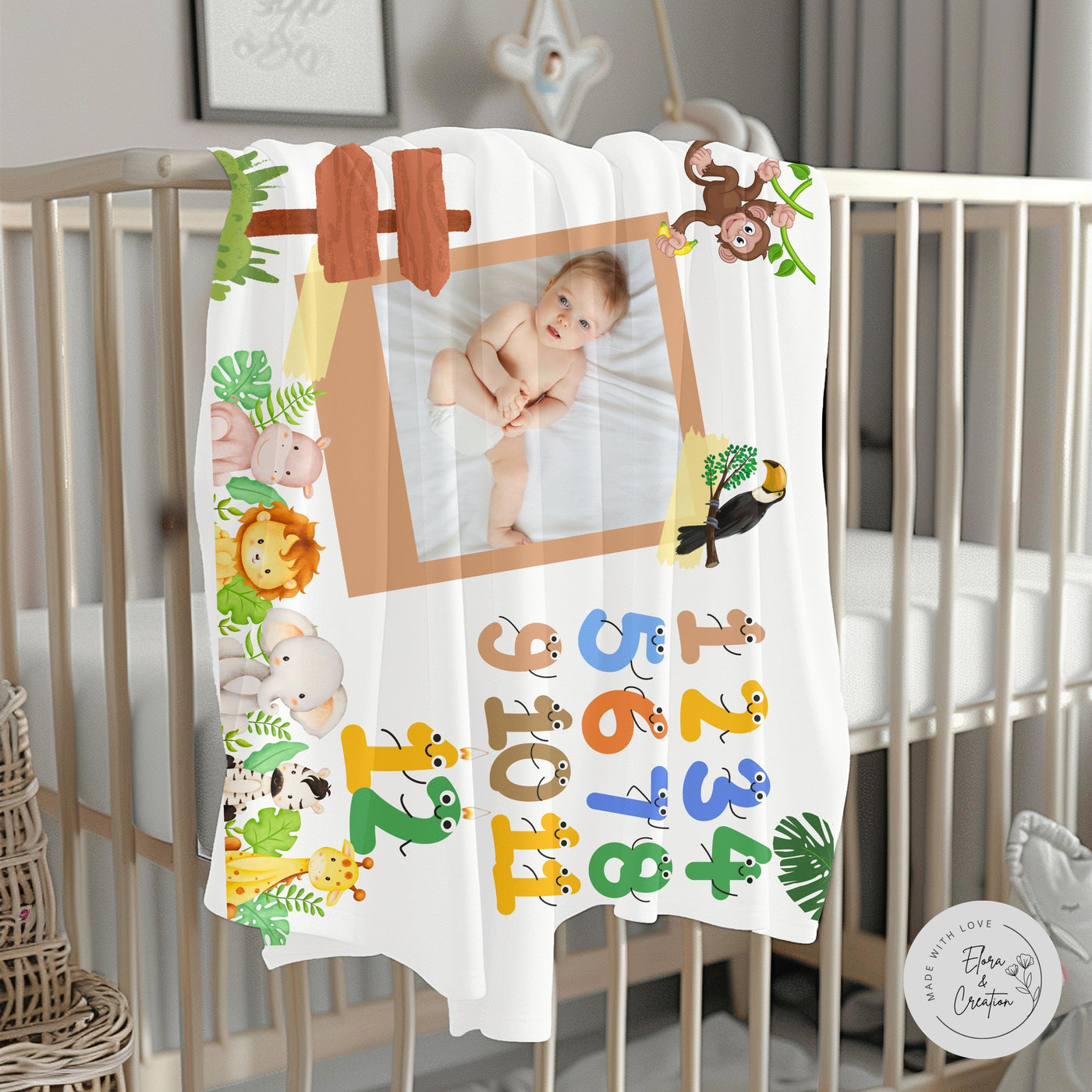 Baby Monthly Milestone Celebration Blanket Jungle Theme