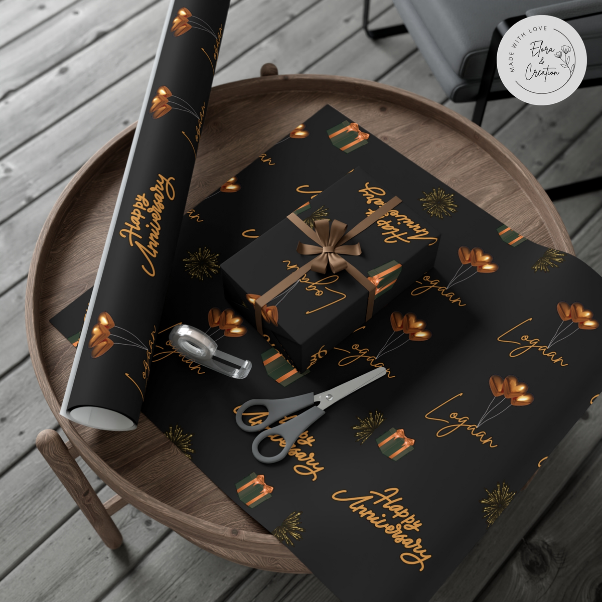 Custom Happy Anniversary Gift Wrap Paper