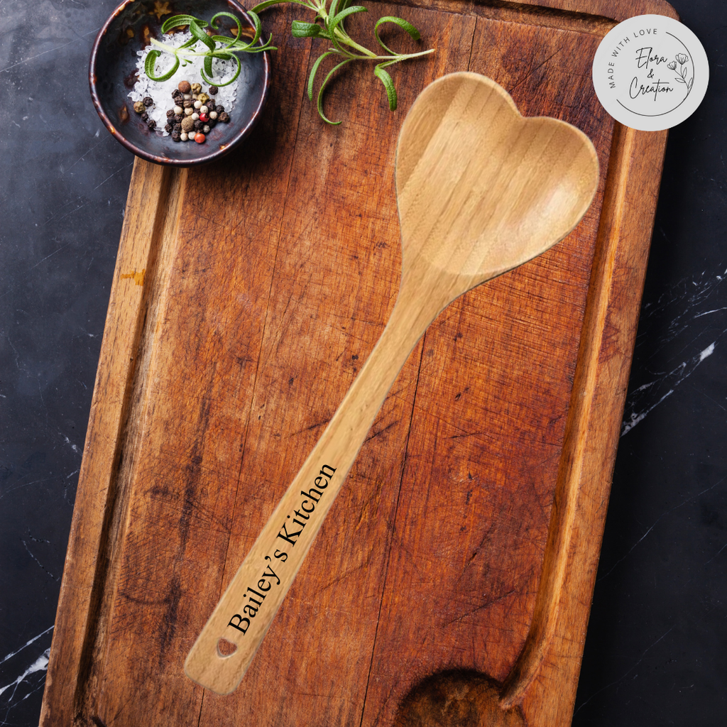 Personalize Engravable Heart Shape Wooden Spoon