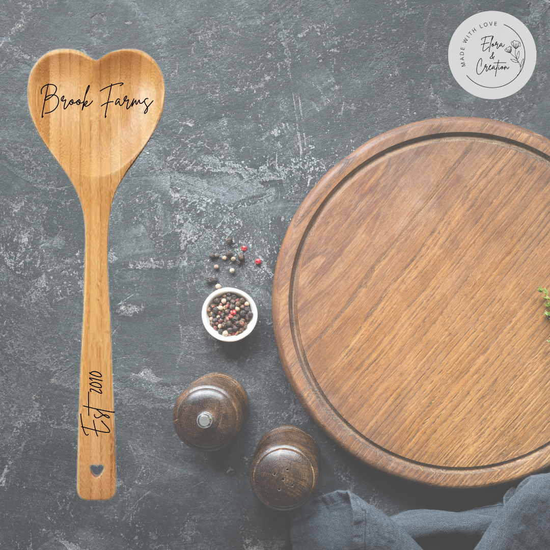 Personalize Engravable Heart Shape Wooden Spoon
