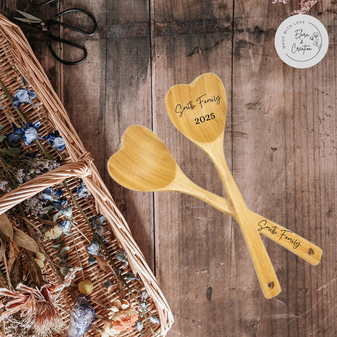 Personalize Engravable Heart Shape Wooden Spoon