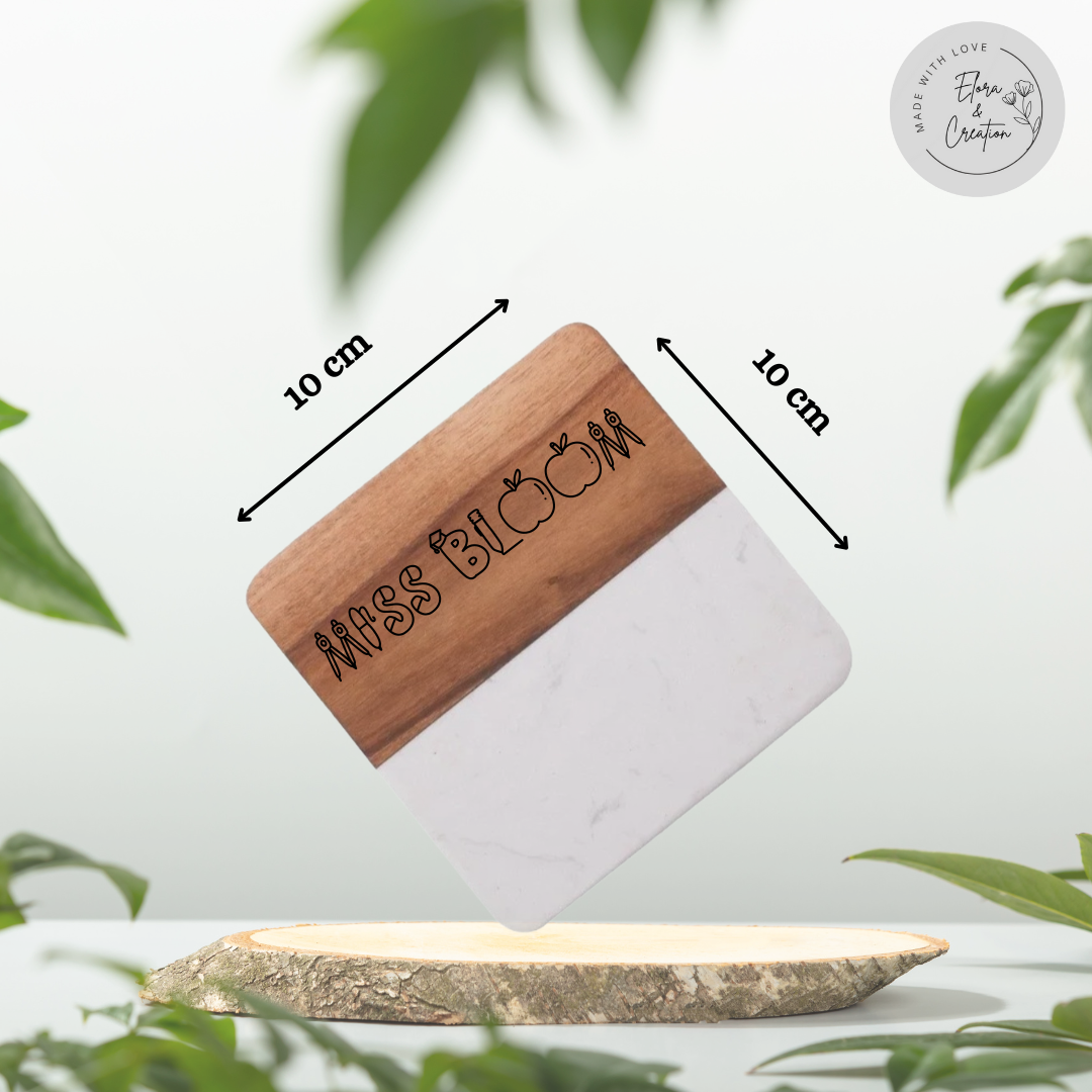 Custom Marble Wooden Coasters - Engraved Coasters