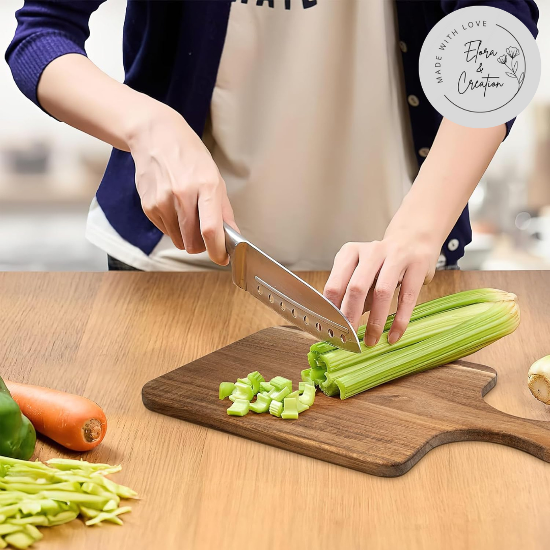 Custom Engraved Acacia Wooden Cutting Board with a Handle - Charcuterie Board with a Handle